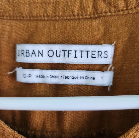 Urban Outfitters Julie Linen Blend Button-Down Romper Size Small Brown - Picture 3 of 8
